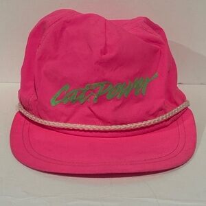 1990s Caterpillar Cat Power Neon Pink, Neon Green, & White Rope Hat SnapBack